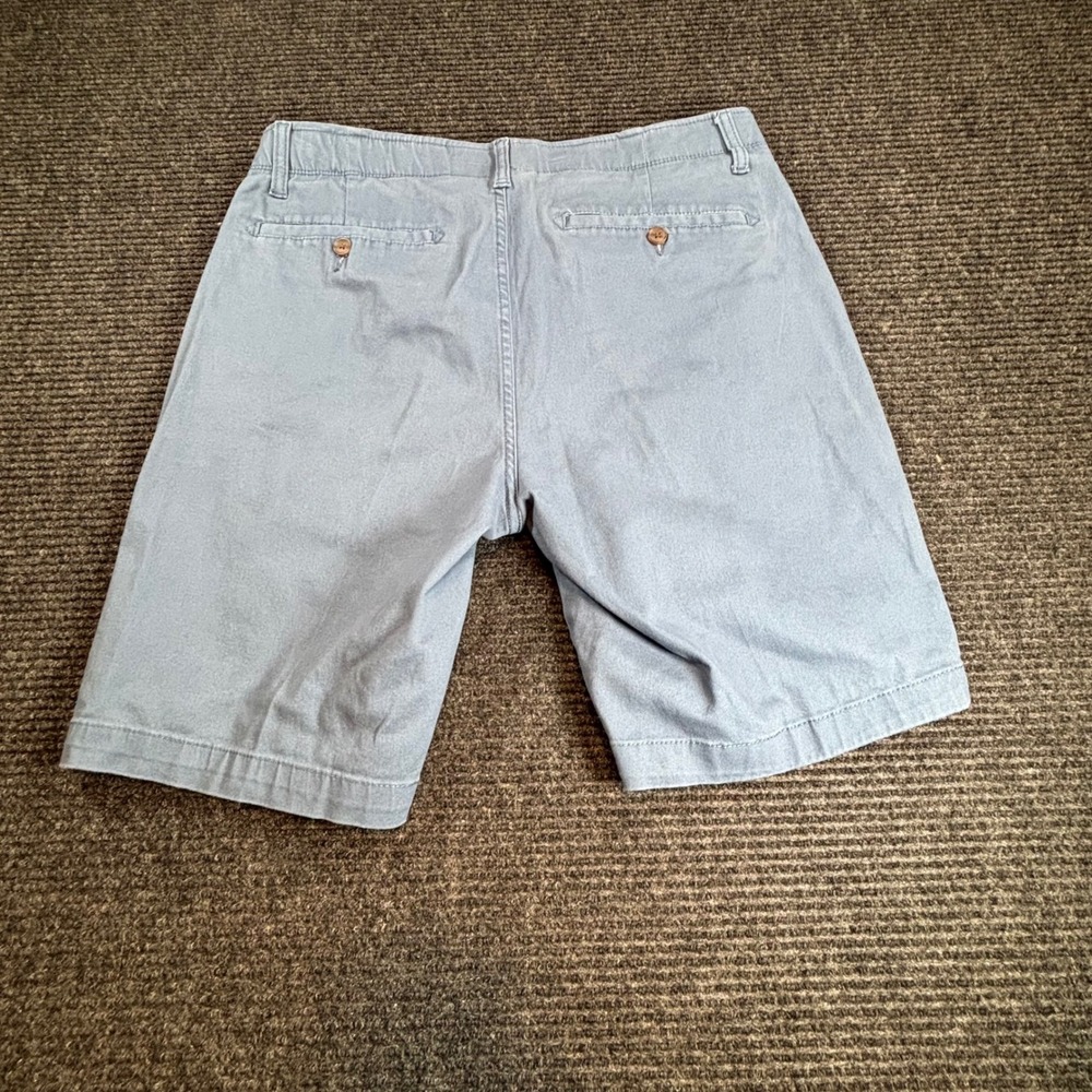 Iron Flex Mens Blue Flat Front Chino Shorts Size 32 Stretch Cotton Blend - Picture 2 of 4